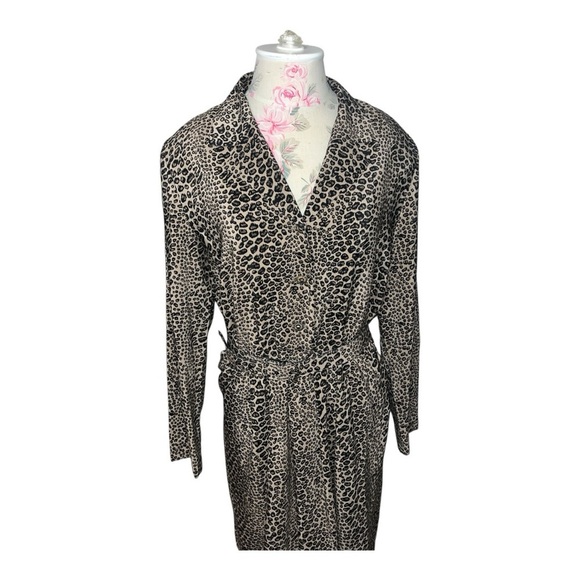 Vintage Leslie Fay Leopard 🐆 Print with Flowers 🌺 Belted Dress size 14 - Picture 4 of 12